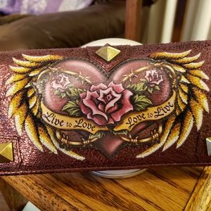 Isabella Fiore Live to Love plum wallet NWOT